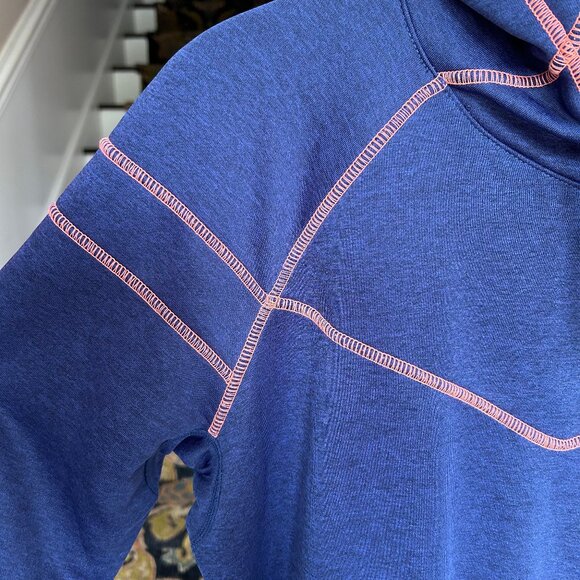 Nike Dri-Fit Navy Coral Funnel Neck Contrast Stitch Pullover Hoodie Womens Sz L - Picture 5 of 9